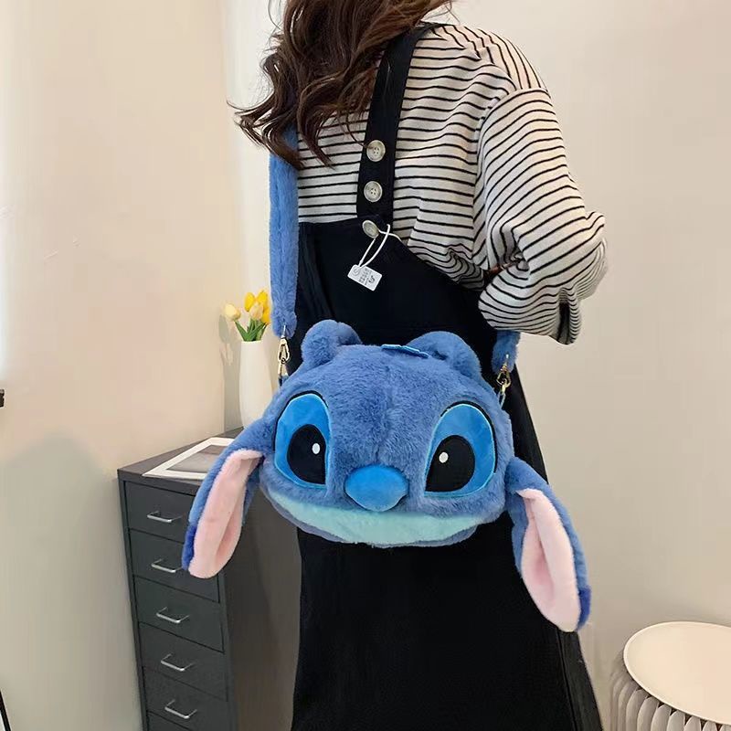 Disney Túi Xách Đeo Vai Họa Tiết Hoạt Hình stitch / Gấu pooh / Hổ / stitch / Gấu pooh Bằng Lông Nhung 2022