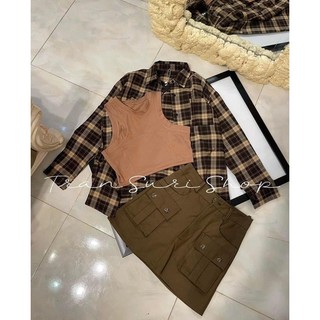 (SHOP TÁO ĐỎ BIGSIZE 50KG ĐẾN 90kg) set 3 món áo sơ mi caro