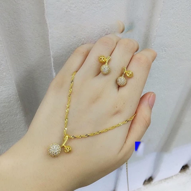 SET Dây Chuyền Nữ Xoắn Mặt Cherry Và Khuyên Tai Trái Cherry Đẹp B21M26T40