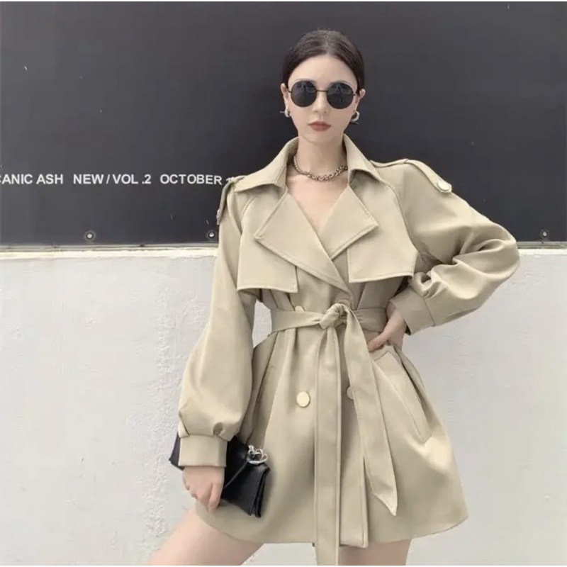 Áo Măng Tô Cúc Đồng Chất Kaki 2 Lớp