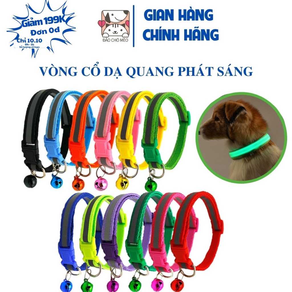 Vòng Cổ Chó Mèo Dạ Quang Cho Chó Mèo Dưới 5kg - Đảo Chó Mèo