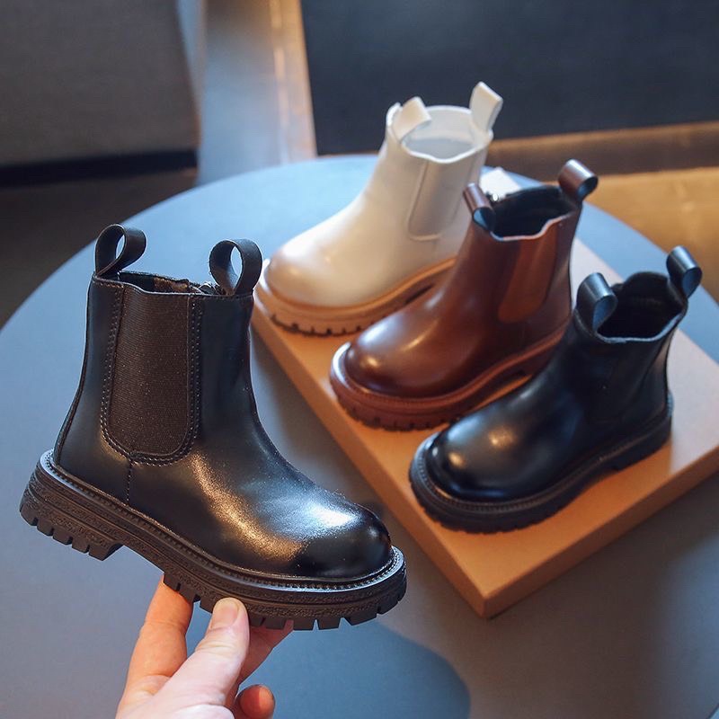 Boot cổ ngắn cho bé gái từ 4 đến 12 tuổi chất liệu da cao cấp thiết kế chun ôm chân