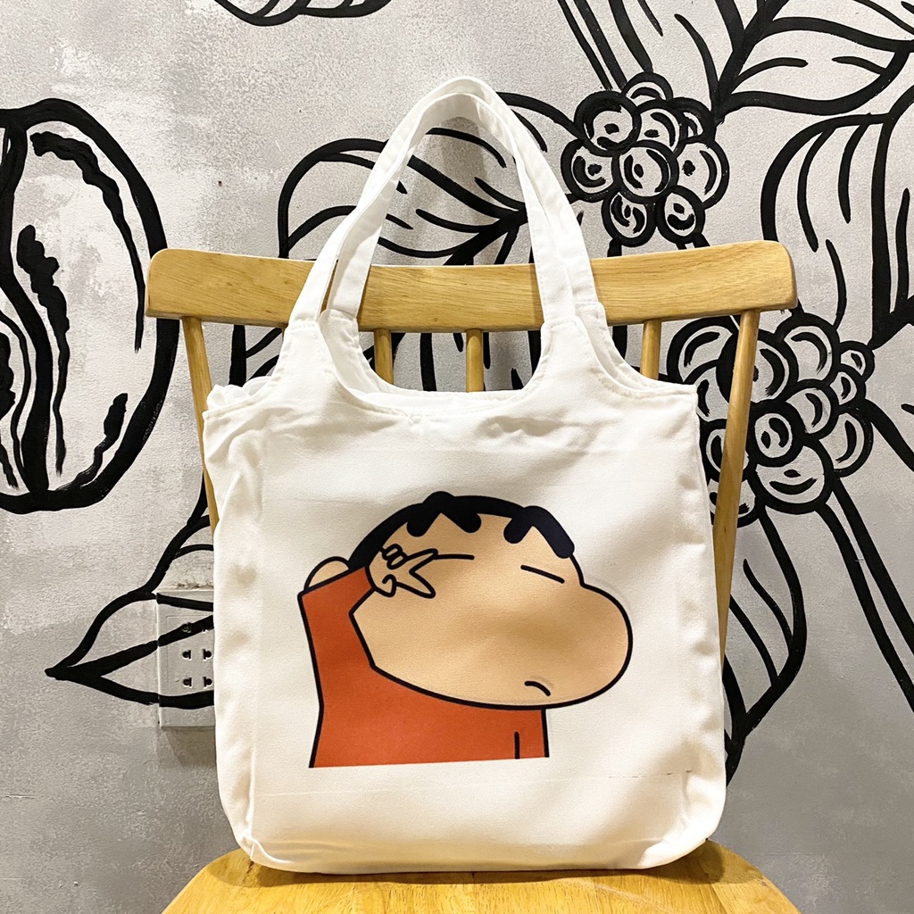 Túi tote, vải canvas 100% poli cao cấp, phong cách thời trang ulzzang, có khoá miệng xịn xò SHIN CẬU BÉ BÚT CHÌ
