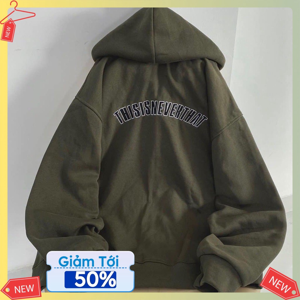 Áo Khoác Nỉ Nam Nữ Form Rộng Xanh Rêu NEVERTHAT,Áo khoác hoodie siêu đẹp vải dày dặn