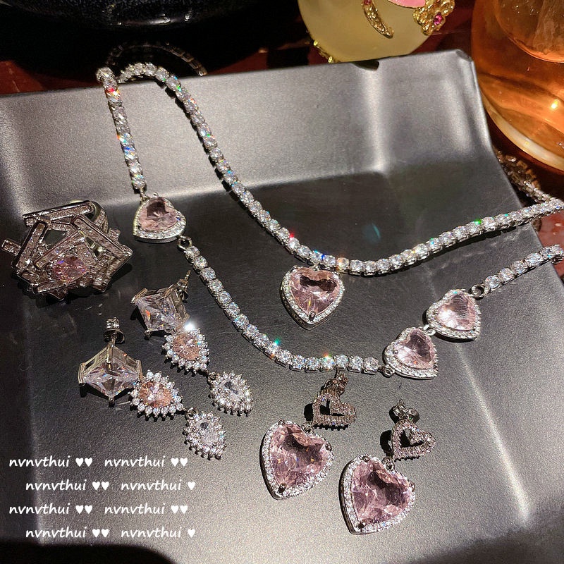 Dây Chuyền Mạ Vàng Hồng 18K Mặt Trái Tim Đính Đá Zircon