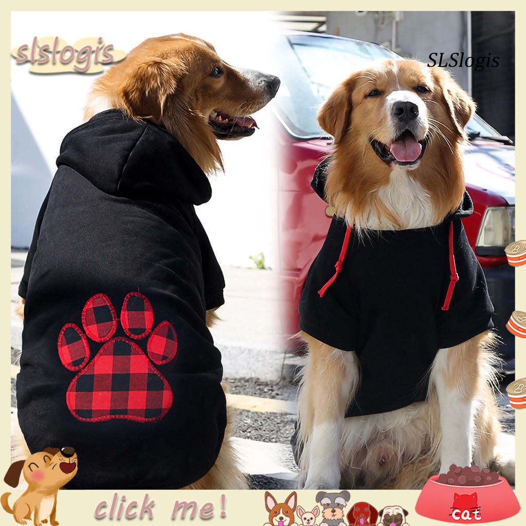 Slslogis Áo Hoodie Mùa Đông Hai Lớp Họa Tiết Trái Tim Kẻ Sọc Caro Ấm Áp Kích Thước Vừa Lớn Thời Trang Cho Cún Cưng