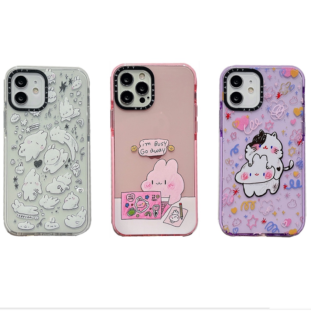 Casetify Ốp Điện Thoại Mềm Trong Suốt Họa Tiết Thỏ Mèo Hoạt Hình Cho iPhone 15 14 13 12 11 Pro Max Plus X XR XS 7 8 SE