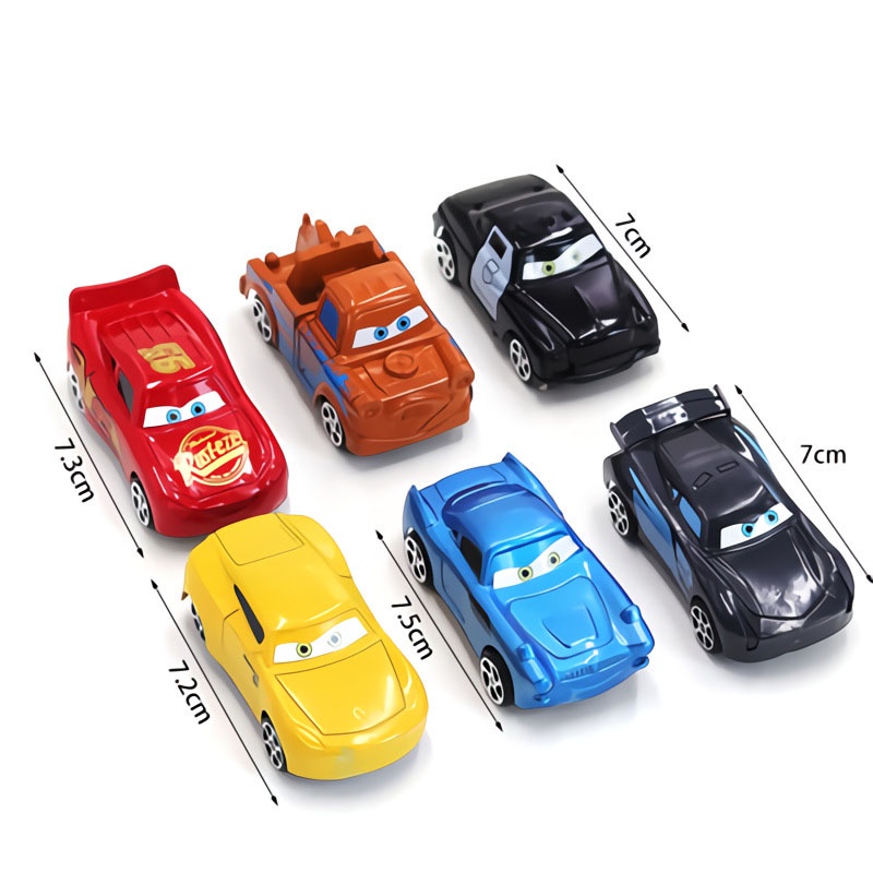 Mô hình bộ siêu xe 6 món có 2 mẫu đồ chơi trang trí cho bé