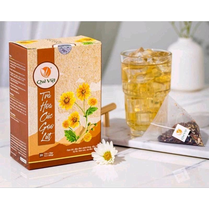 Trà hoa cúc gạo lứt Quê Việt thanh nhiệt, ngủ ngon, điều hoà huyết áp 600gr