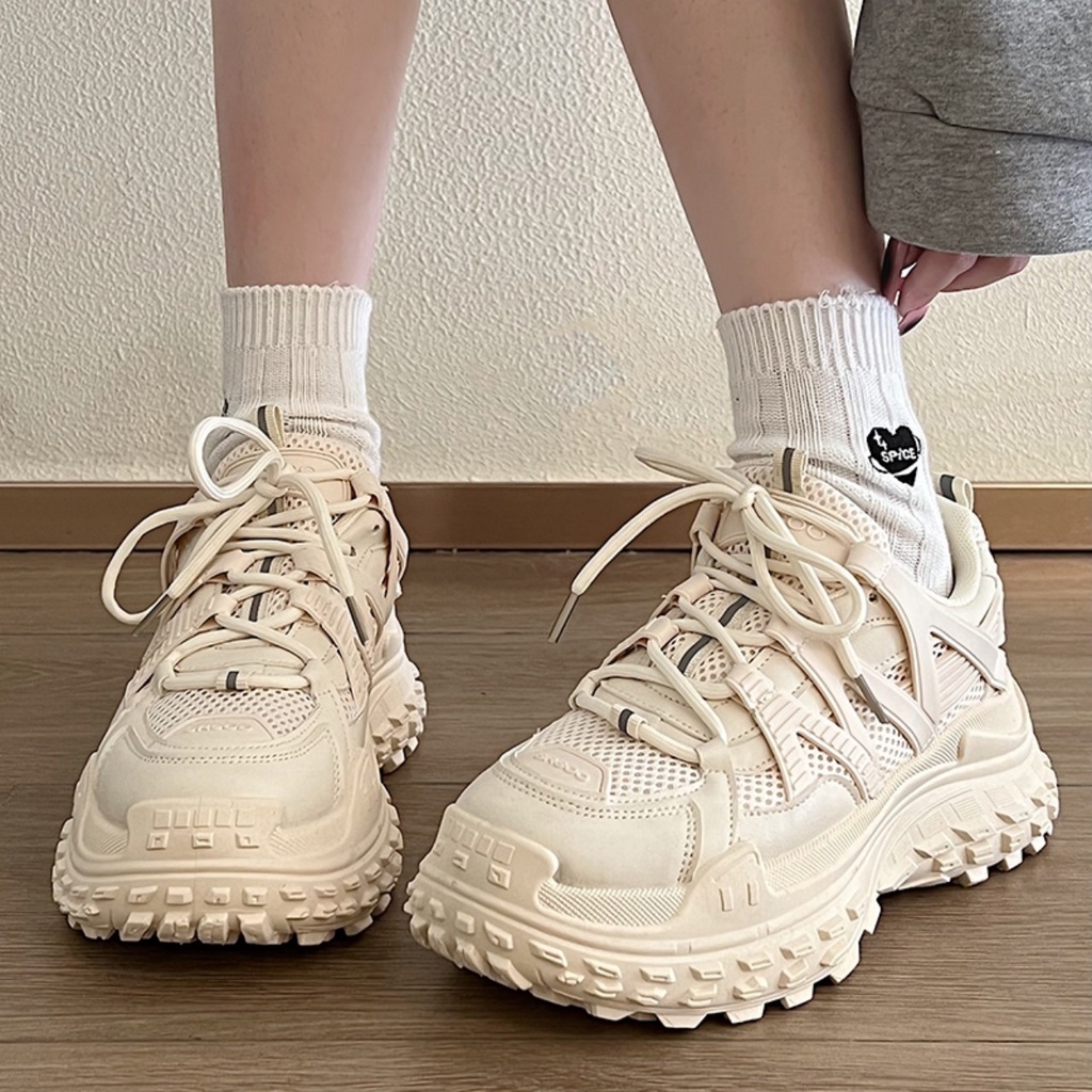 Giày thể thao nữ Ulzzang mã DRT nâng độn đế cao 5cm êm đẹp cá tính kiểu mới hot phản quang màu đen/kem/xám