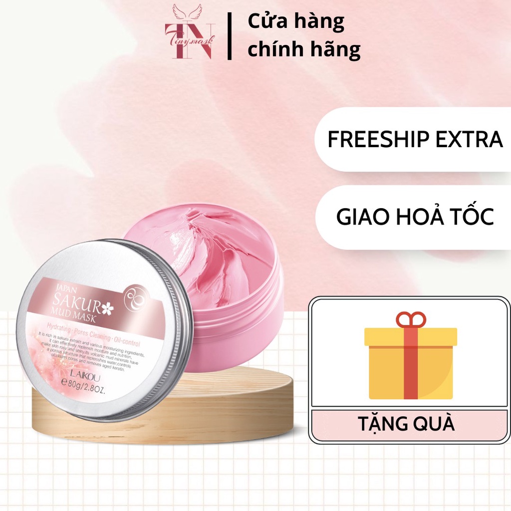 Mặt Nạ Bùn Đất Sét Hoa Anh Đào Sakura Chính Hãng LaiKou - Sáng Da Kiềm Dầu Se Khít Lỗ Chân Lông