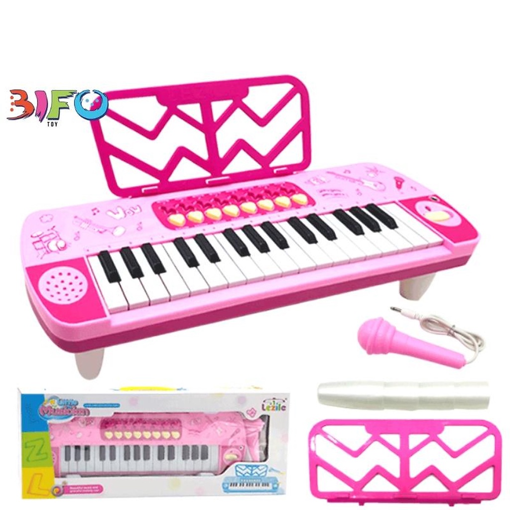 Đàn piano cho bé kèm mic đồ chơi có nhạc, có tặng kèm pin