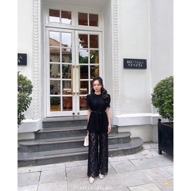 Lady Set - Set Ren Áo Quần kèm thắt lưng buộc nơ