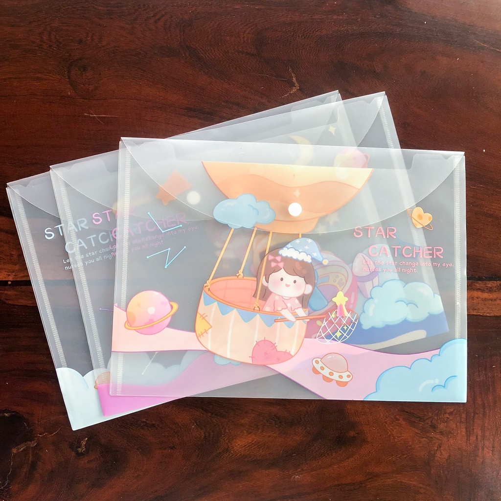 Bia Nút Bấm A4, Bìa Hồ Sơ Cute Trắng Đục Hoạt Hình Dễ Thương Gía Rẻ