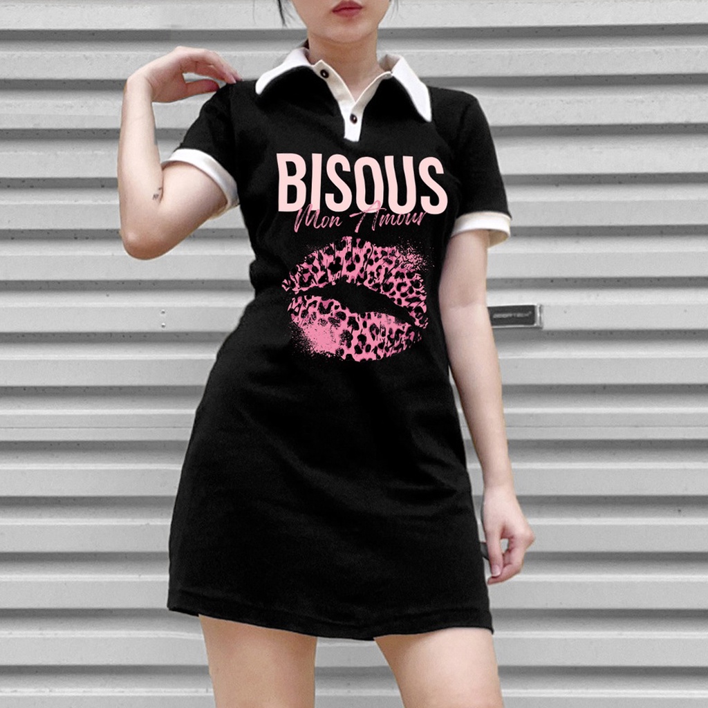Đầm Polo Cotton Hoạ Tiết BISOUS có big size [mã 1847]