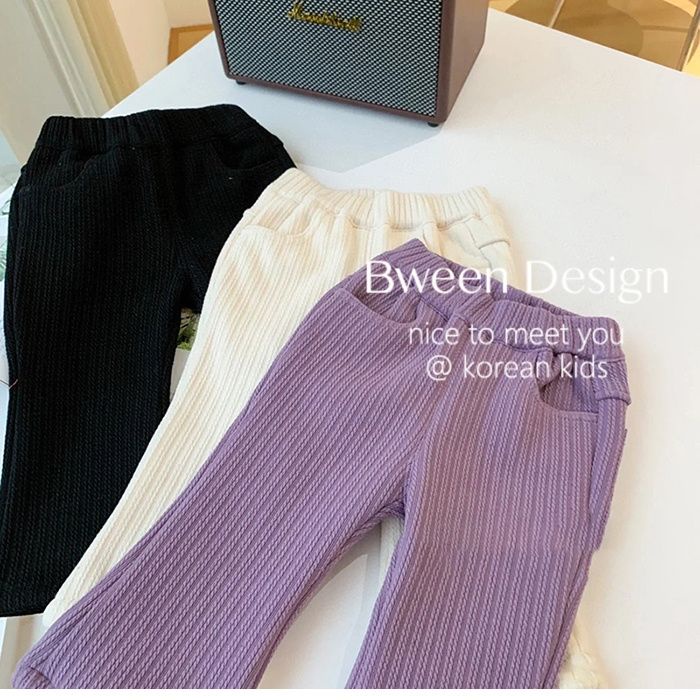 MNGRL Quần Nhung Ống Loe Màu Trơn Thời Trang Hàn Quốc Mùa Thu Cho Bé Gái