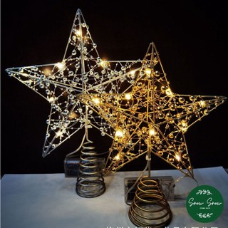 Ngôi sao trang trí noel - Ngôi sao gắn đỉnh cây thông Giáng sinh dễ thương kim loại có đèn led loại 20x25cm mới nhất
