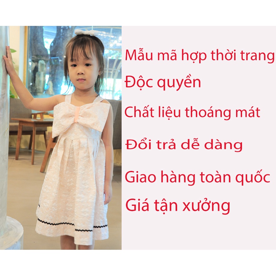 Đầm trẻ em hồng kem nơ thiết kế độc quyền Nana store (7kg-30kg)