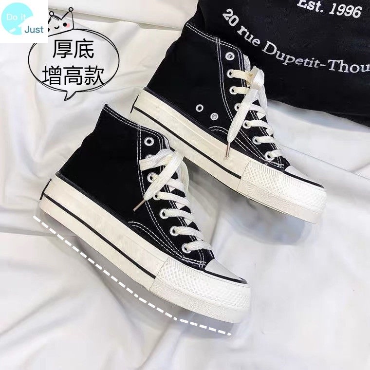 Giày Thể Thao Canvas Cổ Cao Đế Dày Tăng Chiều Cao Thời Trang Xuân Thu 2022 Phong Cách Hàn Quốc Cổ Điển 1970s
