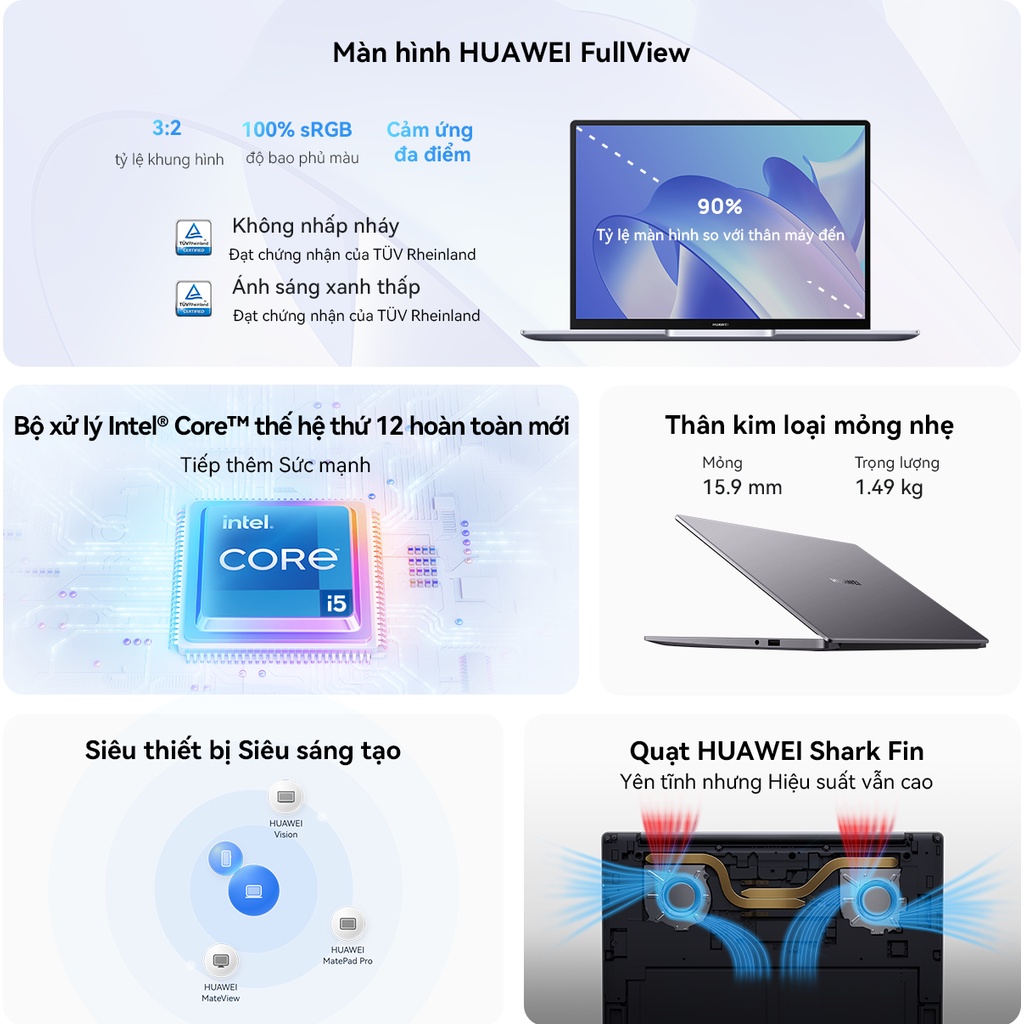 Máy Tính Xách Tay HUAWEI MateBook 14 (16+512G) | Intel® Core™ Thế Hệ Thứ 12