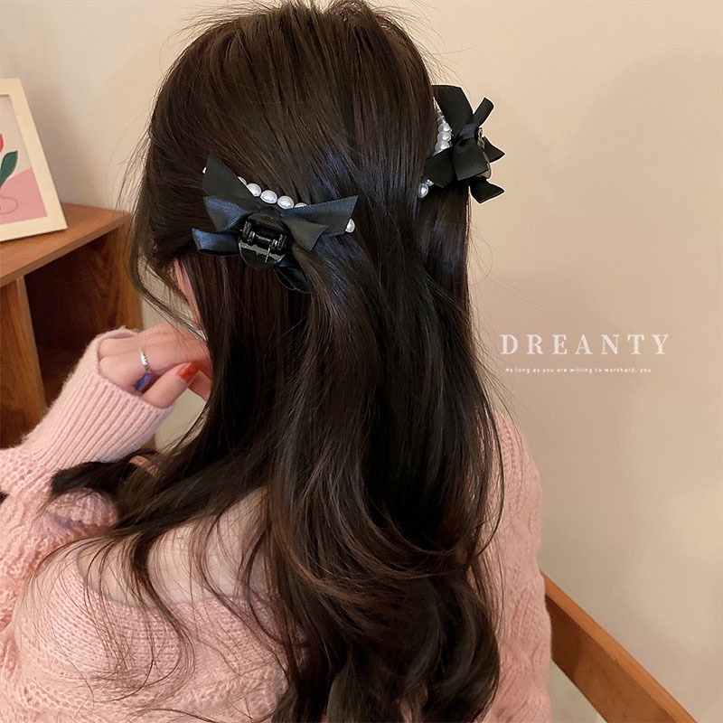Kẹp Tóc Hình Nơ Đính Ngọc Trai Thời Trang Hàn Quốc