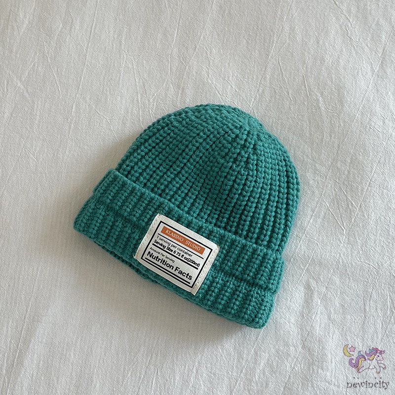 Mũ Beanie Dệt Kim Co Giãn In Chữ Thời Trang Hàn Quốc Cho Bé