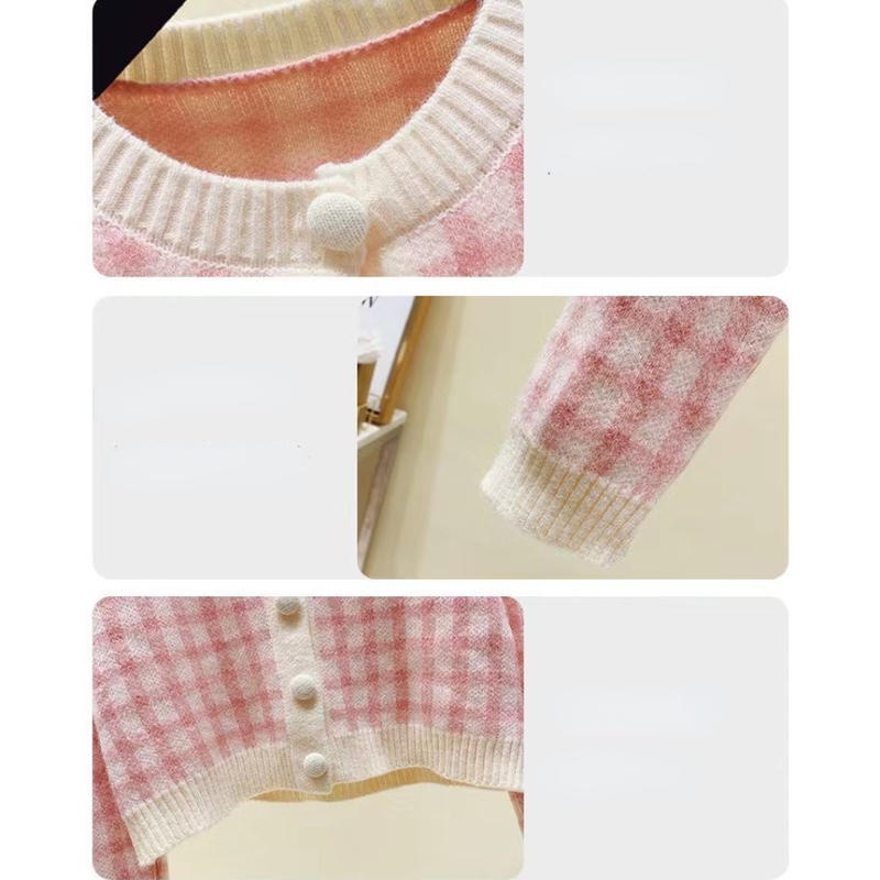 Bộ Áo Khoác Cardigan Dệt Kim + Quần Jeans Lưng Cao Thời Trang Phương Tây