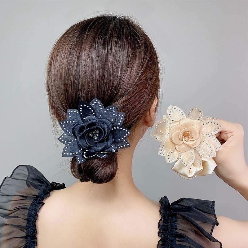 Dây Cột Tóc Cao Su Đính Hoa Đơn Giản Cho Nữ