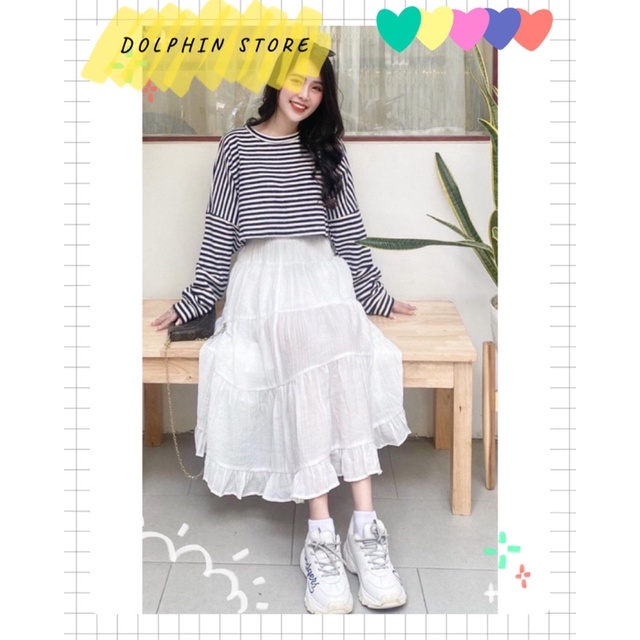 BIGSIZE Chân váy trắng dài bigsize