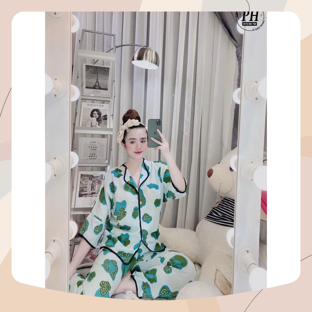 Bộ Pizama Cộc Tay satin mềm mịn nhiều màu lựa chọn