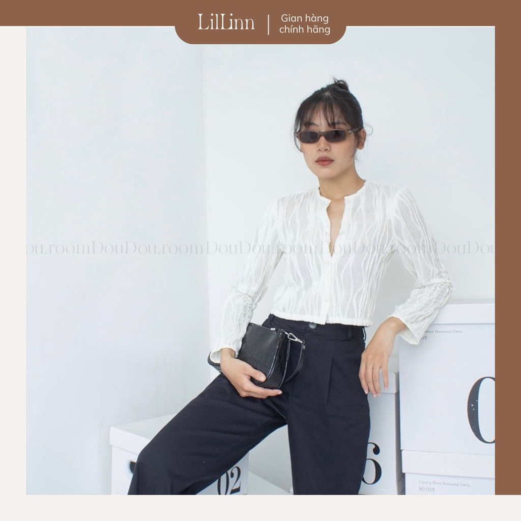 Áo Croptop LilLinn White Wave Thiết Kế Co Nhúng Chạy Dọc Thời Trang Năng Động, Tự Tin Dành Cho Nữ
