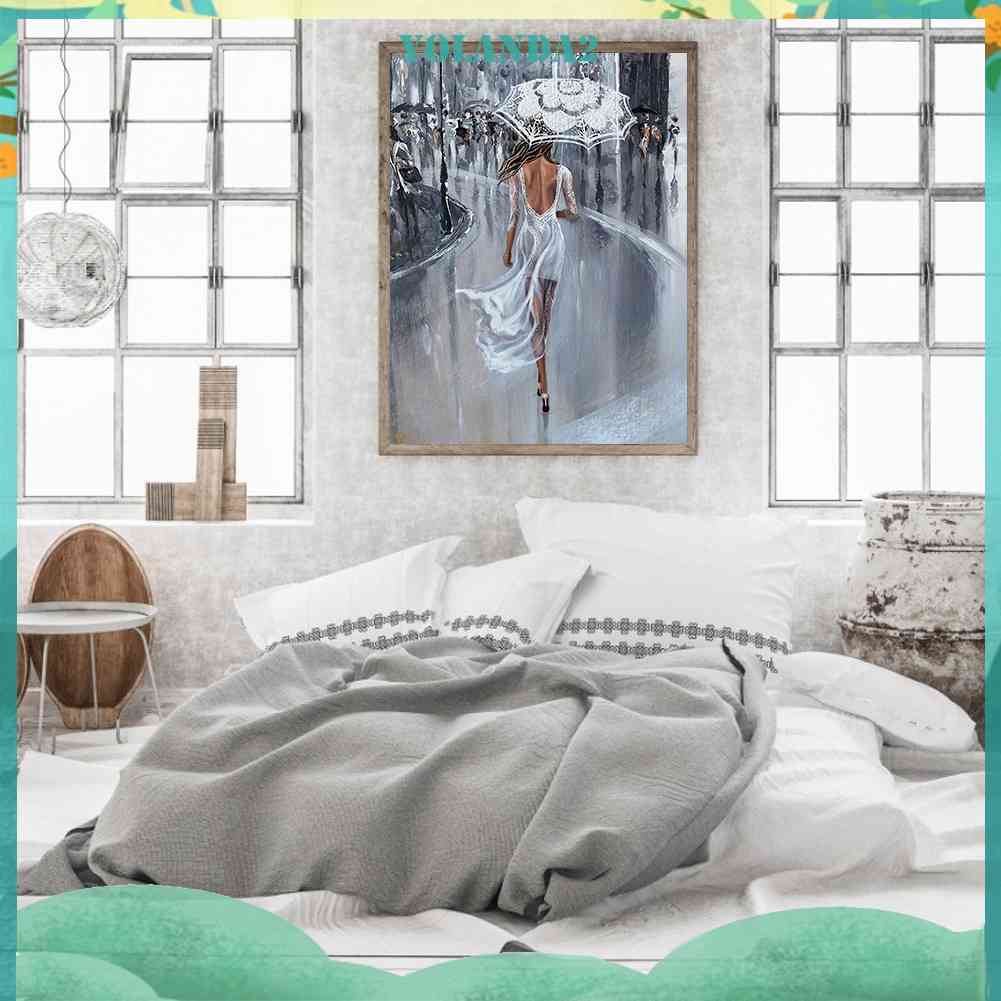 Tranh Thêu Chữ Thập Thủ Công Hình Người Phụ Nữ Cầm Dù 11CT