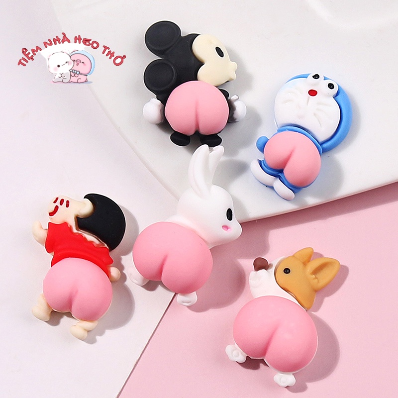 Charm Khoe Mông Dễ Thương Của Doremon Shin Mickey Thỏ Shiba Có Sẵn Keo