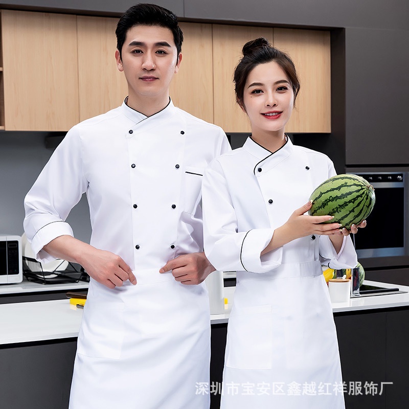 1 Áo Đầu Bếp Tay Dài Màu Đen Dày Dặn Phong Cách Trung Hoa Cho Nam Và Nữ. A2 A2