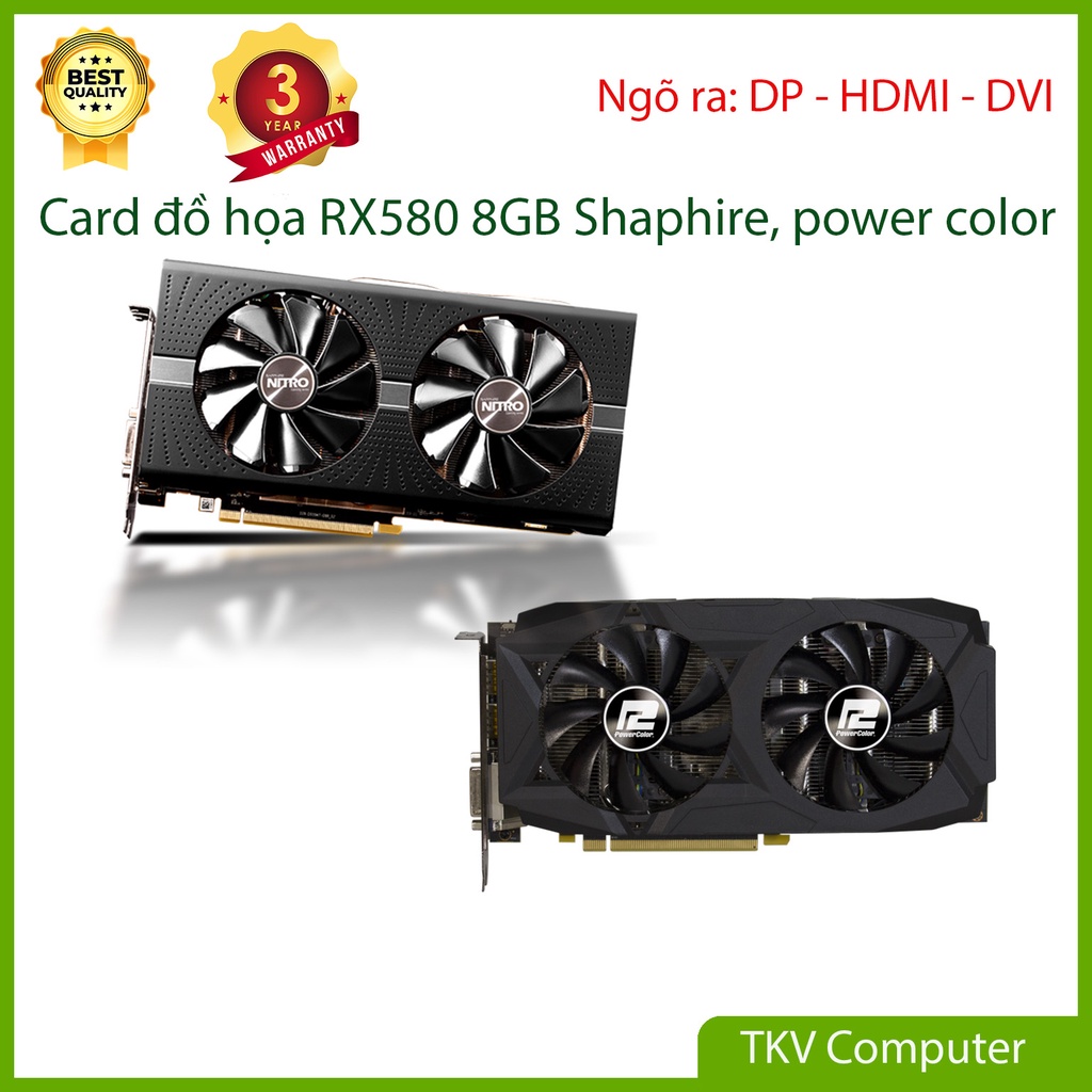 Card đồ họa RX580 8GB DDR5 256Bit Shaphire và Powercolor - Maxsetting LOL, FF04, PUBG, CSGO | BigBuy360 - bigbuy360.vn