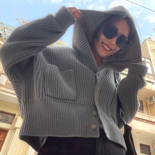 SUXI Áo Khoác Cardigan Dệt Kim Tay Dài Dáng Rộng Màu Sắc Thanh Lịch Cho Phái Nữ