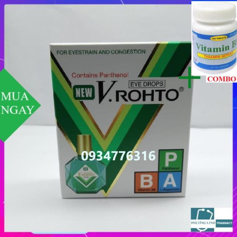 Combo Vitamin B1 chai 100 viên+ NHỎ MẮT VROHTO CÁC LOẠI (lọ 13ml)
