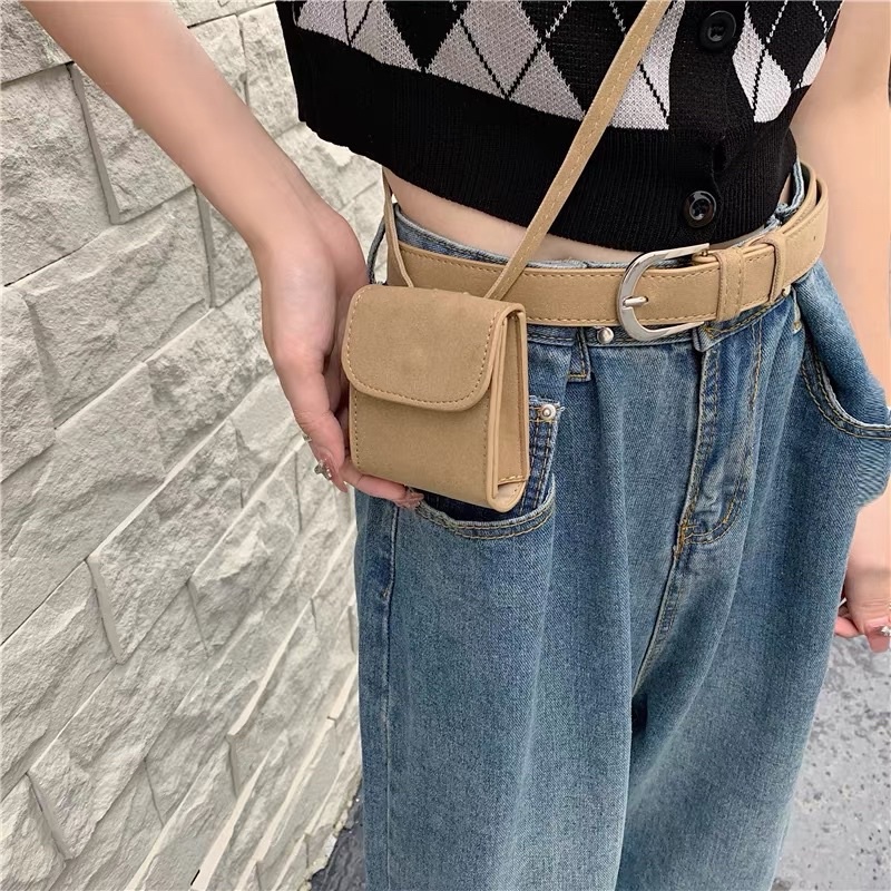 Túi mini bag da lộn kèm dây đeo , thắt lưng A41