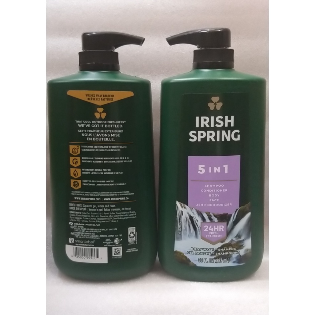 SỮA TẮM GỘI NAM IRISH SPRING 5IN1 HAIR FACE BODY WASH 887ml