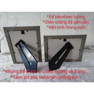 Khung ảnh để bàn 13x18cm có chân chống và móc treo – khung composite cao cấp, mặt mica hoặc kính