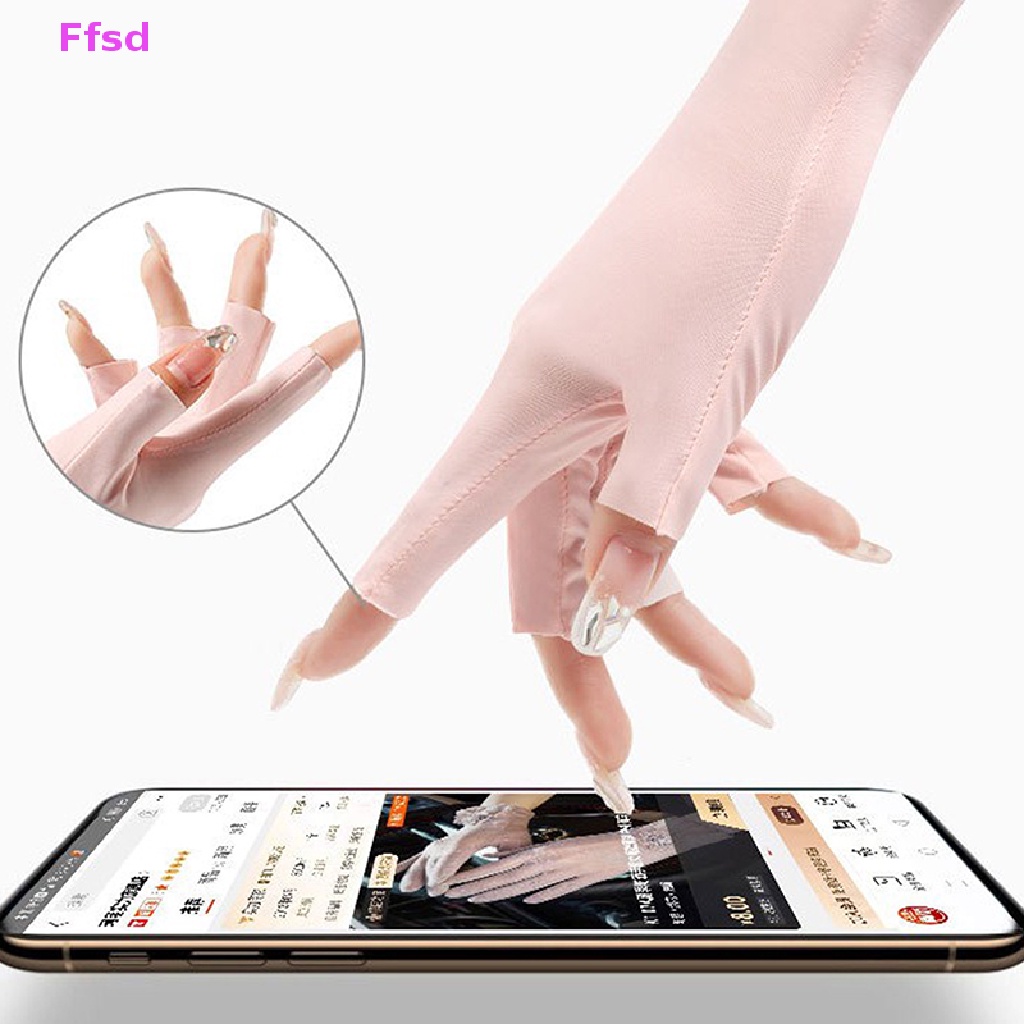 Găng Tay Lái Xe Nửa Ngón Bằng Lụa Lạnh Mỏng Thoáng Khí Mùa Hè Cho Nữ