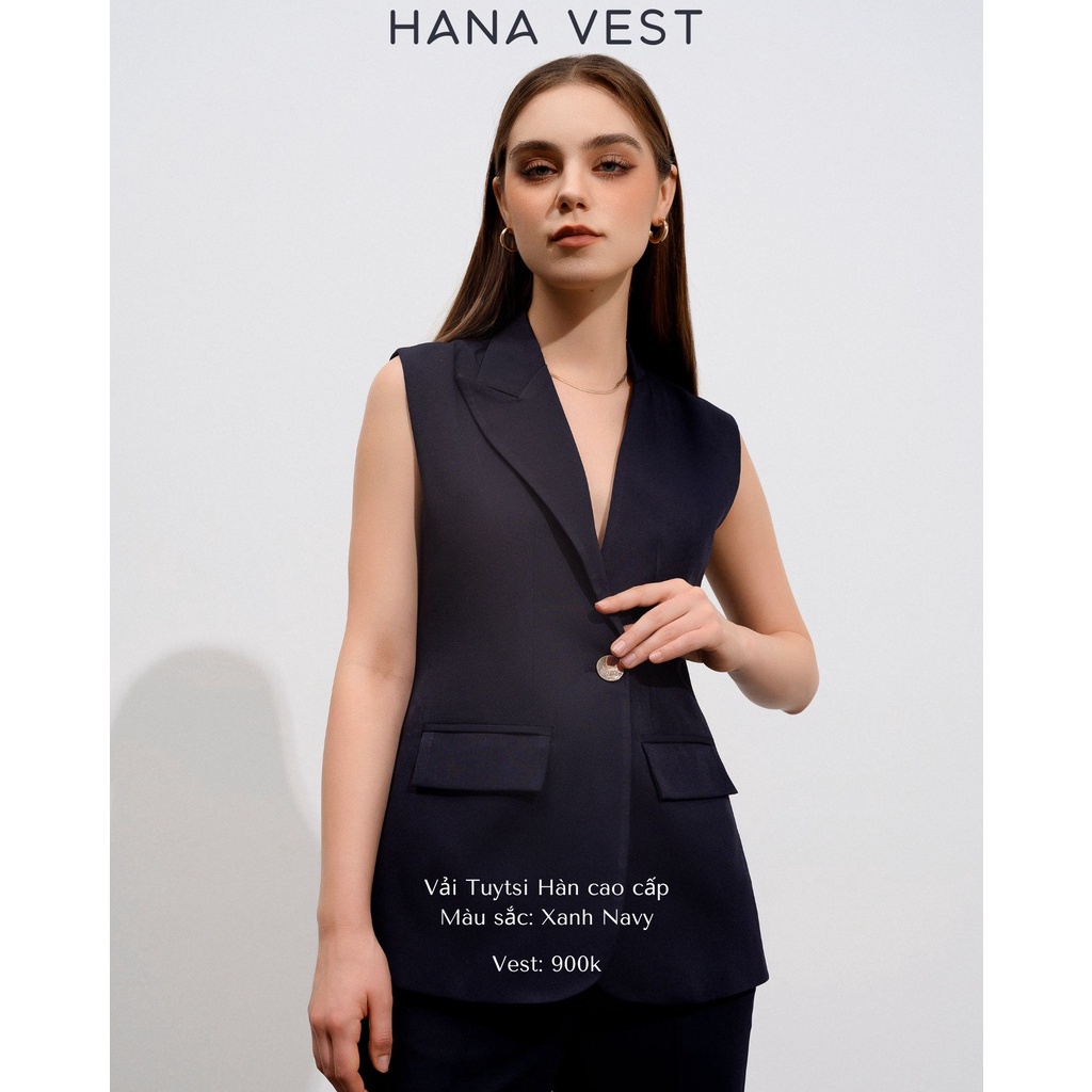 Áo Vest Khoét Tay ONMIX - Hana Vest - Vải Tuytsi Hàn - Màu Xanh Navy