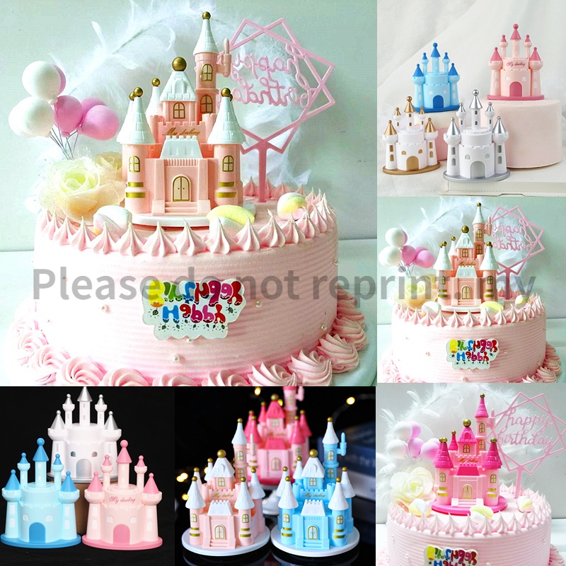 Cờ 3D Hình Lâu Đài Công Chúa Trang Trí Bánh Kem Sinh Nhật Bé Yêu Thích Món Quà Sinh Nhật