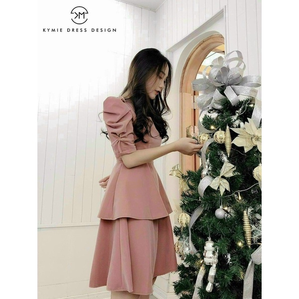 Đầm thời trang nữ mặc đi chơi chất for tay phồng xếp ly vây tầng