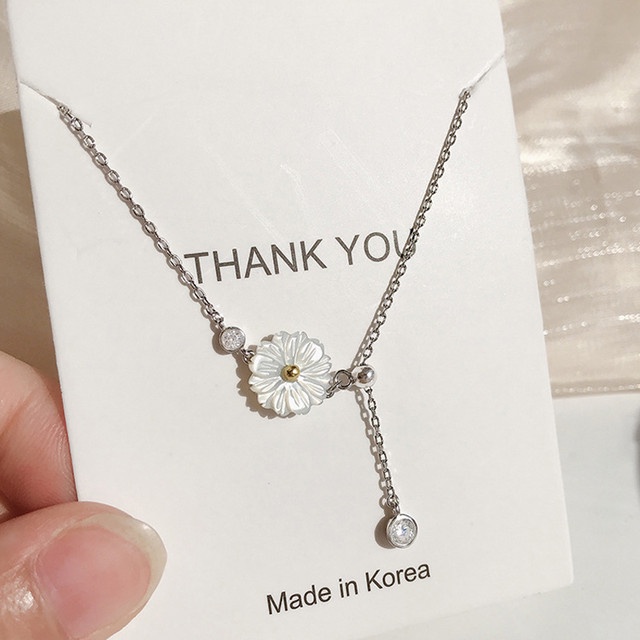 Vòng cổ Mặt Vỏ Sò Đính Hoa Cúc Tua Rua Thời Trang Cho Nữ