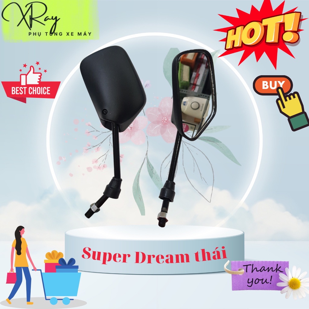 Gương xe máy theo xe Super dream thái.
