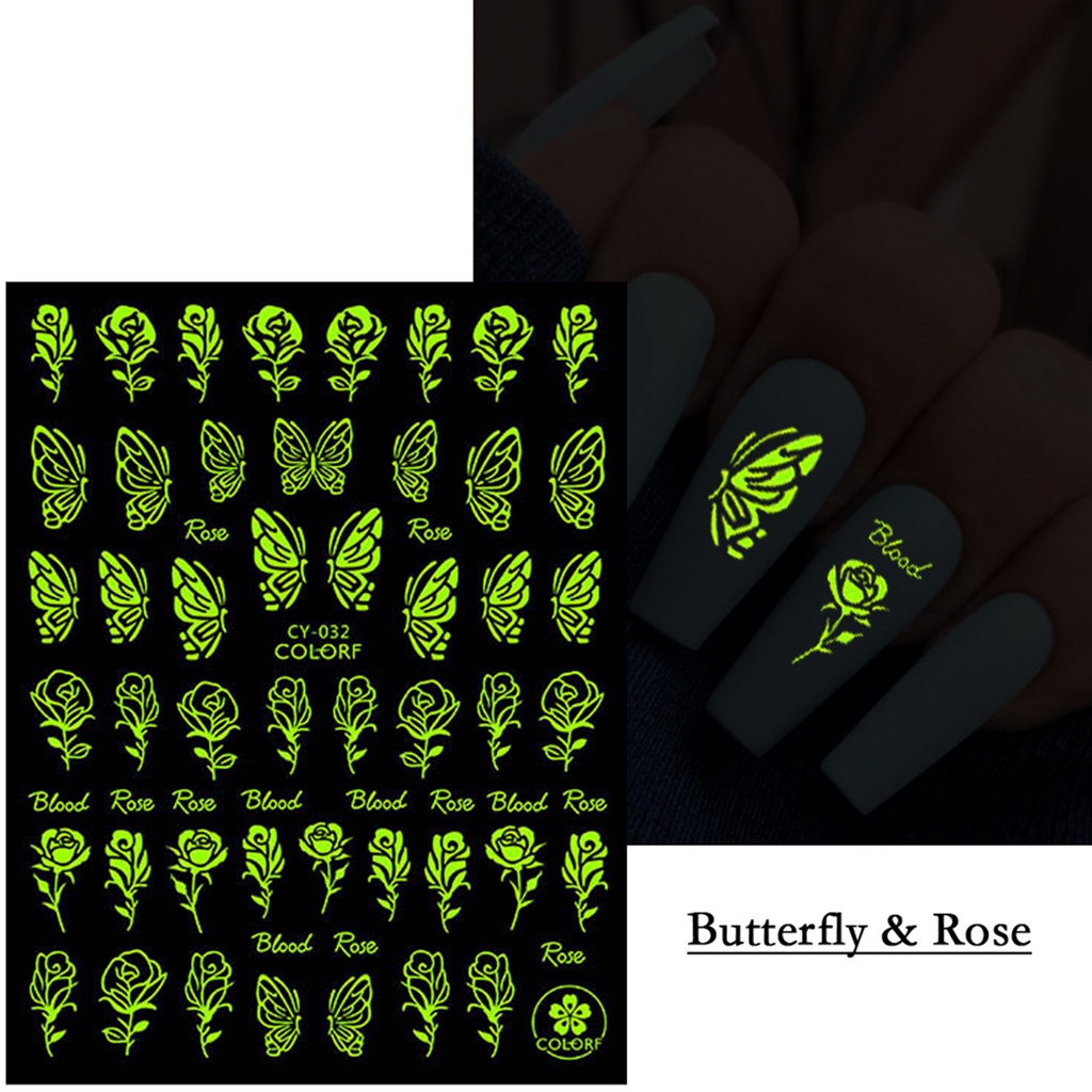 Miếng Dán Trang Trí Móng Tay Hiệu Ứng Dạ Quang Phát Sáng Trong Tối