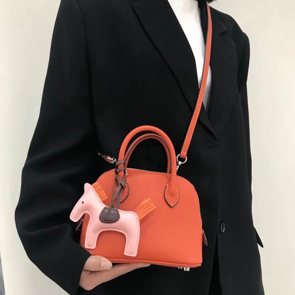 65DB Hermès 2022 new trendy mini shell bag women's bowling bag advanced texture niche handbag all-match messenger bag