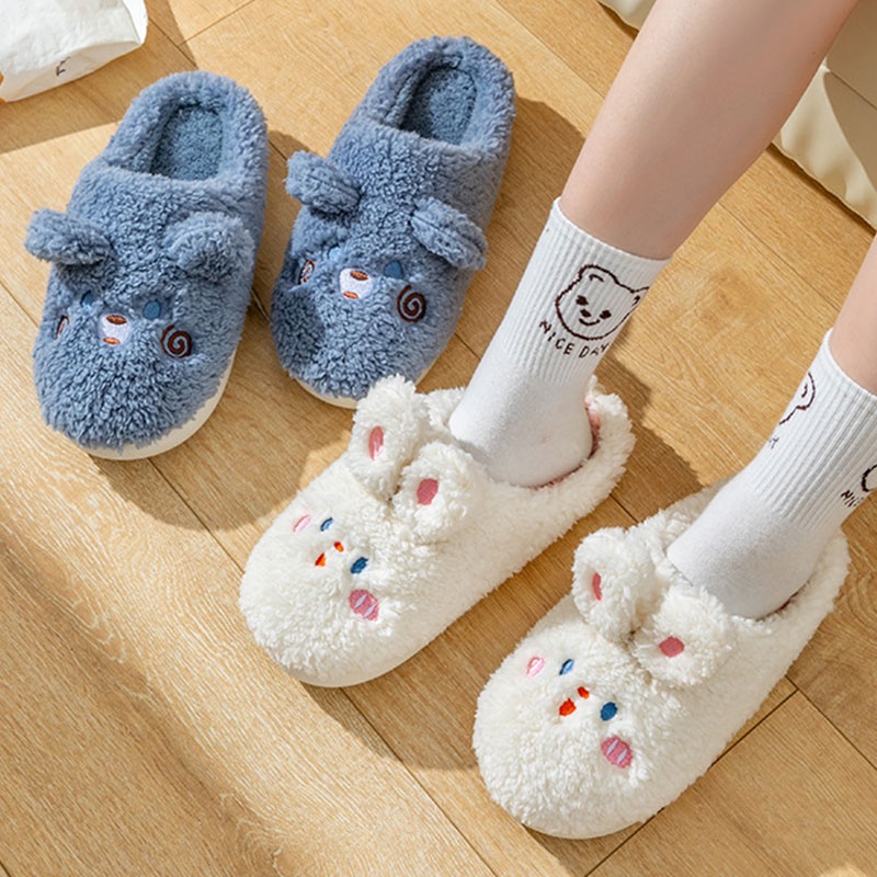 Dép Bông Đi Trong Nhà Hình Thỏ Dễ Thương Thời Trang Thu Đông Cho Nữ