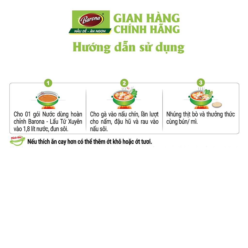 Nước Dùng Lẩu Tứ Xuyên Barona 140g tươi ngon chuẩn vị không cần nêm nếm